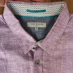 Ted Baker London Linnoo Linen Cotton Shirt Mens Size 5 XL Purple Roll Tab